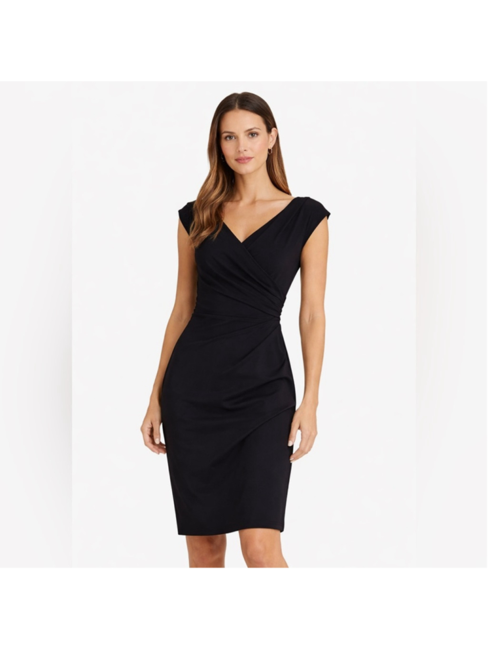 Chiara Boni La Petite Robe Emerentienne Black Draped Dress Italian Stretch